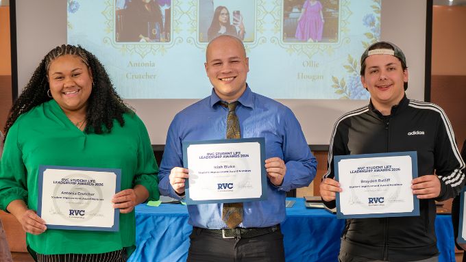 Student Life Award honorees on stage in Stenstrom Student Center Atrium