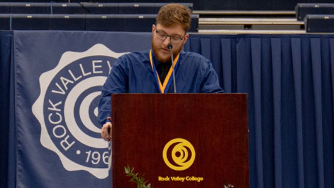 Student giving a speech at the RVC podium