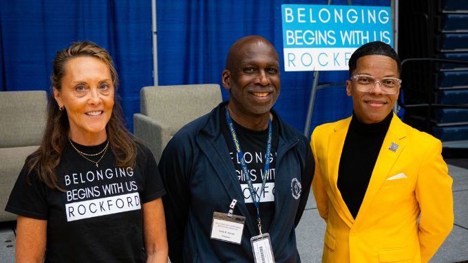 Pam Reidenbach, Dr. Keith Barnes and keynote speaker at CEB conference 