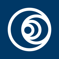 college logo on dark blue background